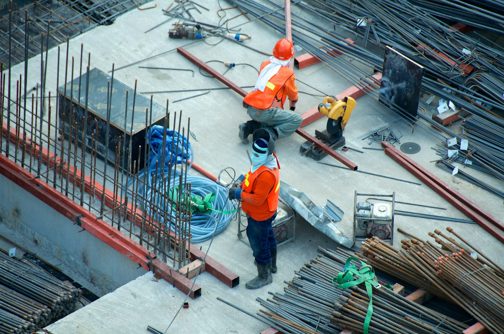 Aerial view of a construction site